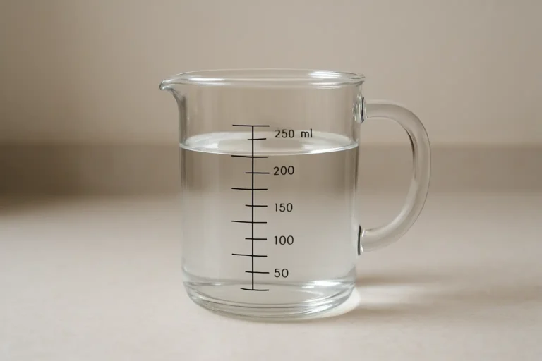 Verre doseur rempli à 200 ml pour illustrer 20 cl en ml