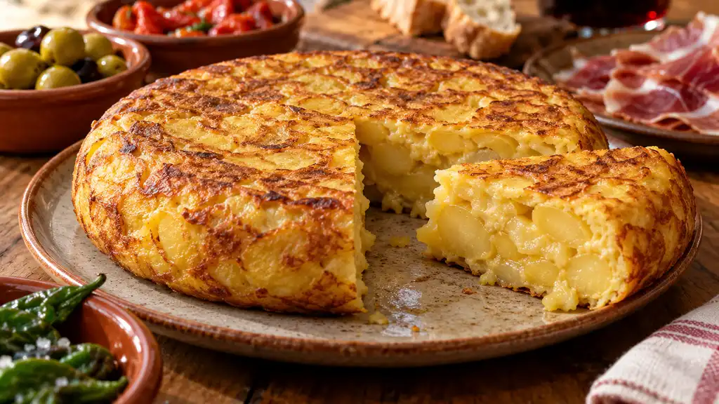 Tortilla espagnole épaisse aux pommes de terre et aux œufs